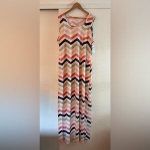 New! Lularoe Dani Sleeveless Maxi Tank Dress Chevron Pink Black Peach Green 3XL